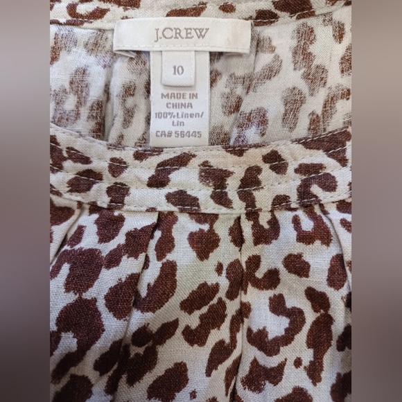 J. Crew 100% Linen EUC Animal Print Top Size 10 - Picture 7 of 7
